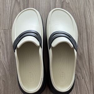 CROCS Two-Tone Cream and Black Clogs